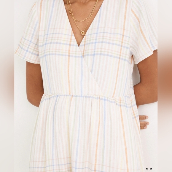Madewell Linen-Blend Clara Midi Dress in Plaid - Picture 4 of 9